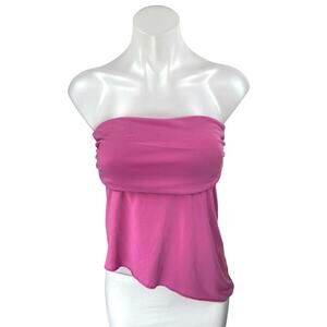 Urban Outfitters Women's Pink Strapless Sleeveless Asymmetric Bandeau Tube Top M